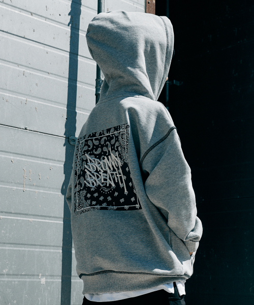 KIDS PAISELY GRAPHIC HOODIE - M/GREY