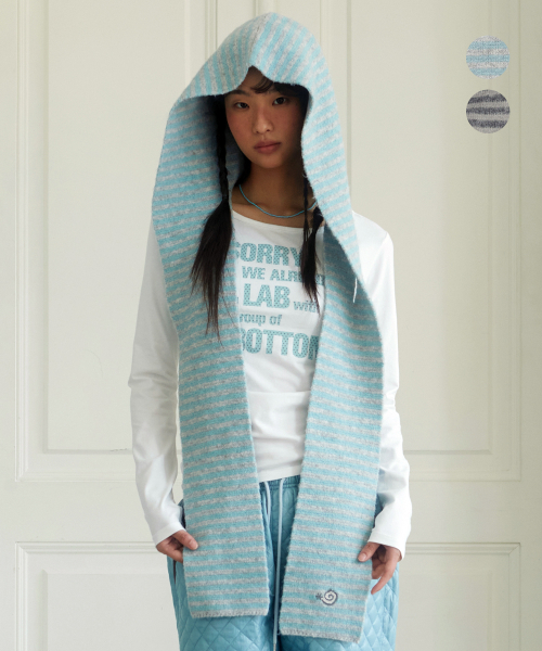 KNIT WAFFLE HOOD MUFFLER [2COLOR]