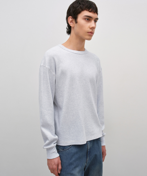 Honeycomb Crew Neck Long Sleeve MELANGE GREY