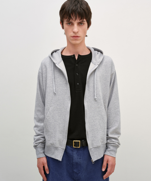 Lightweight Hooded Zip-Up MELANGE GREY