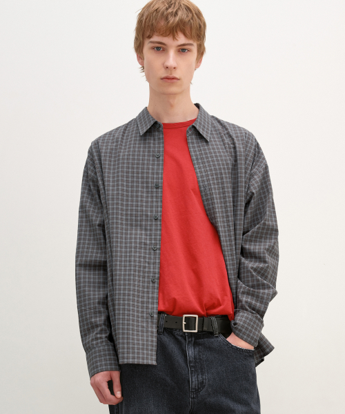 Oversized Check Shirt MINT BROWN