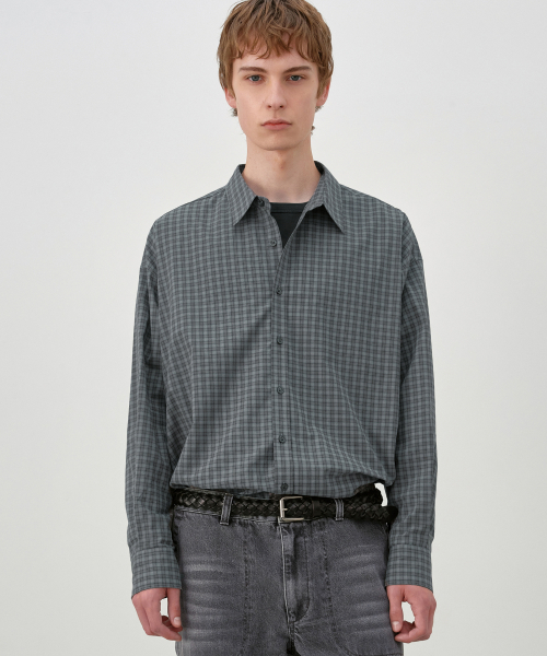 Oversized Check Shirt GREY