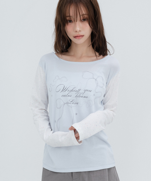 Candy Ribbon Graphic Long Sleeve_Sky Blue