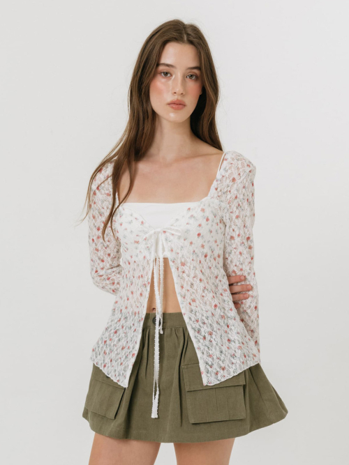 FLOWER STRAP CARDIGAN / WHITE