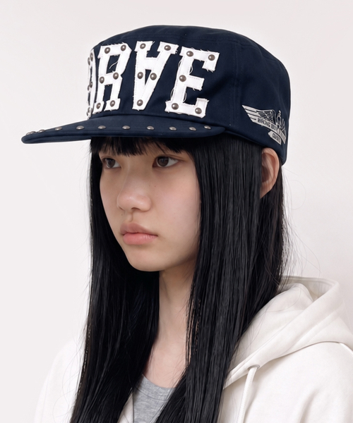 [UNISEX]9RAE STUD PILLBOX CAP_Navy