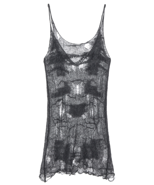 DISTRESSED KNIT VEST IN CHARCOAL