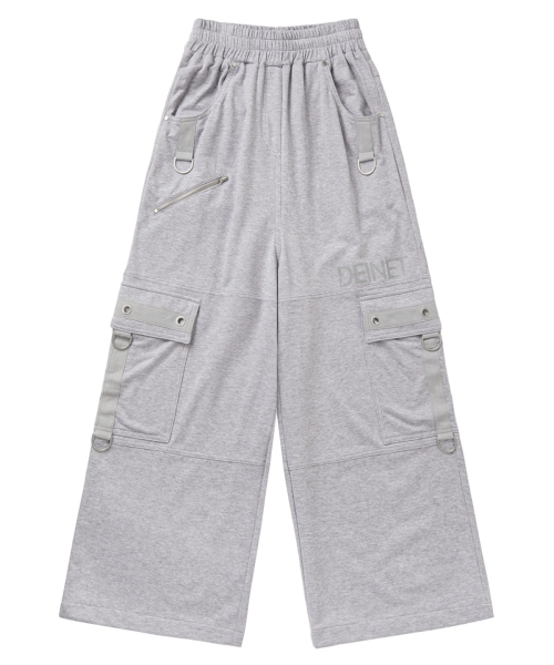 METAL DETAIL SWEAT PANTS IN MELANGE GREY