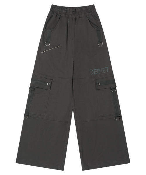 METAL DETAIL SWEAT PANTS IN CHARCOAL