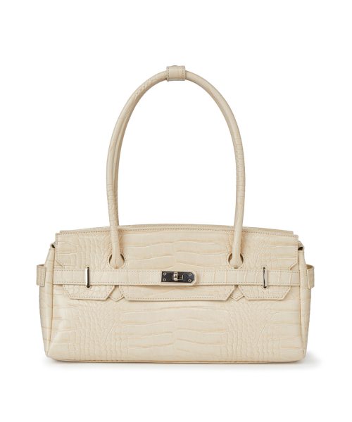 CROCODILE PATTERN TWO-WAY BAG IN CREAM