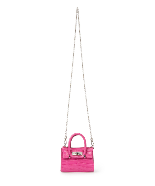 CROCODILE PATTERN CHAIN MINI BAG IN HOT PINK