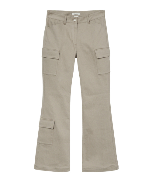 COTTON SEMI BOOTCUT PANTS IN BEIGE