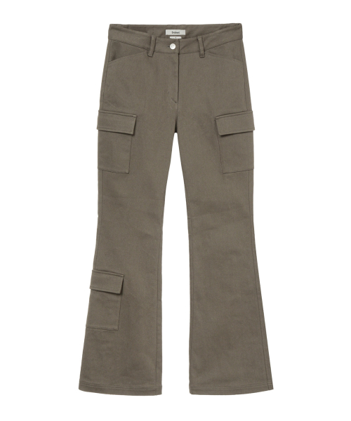 COTTON SEMI BOOTCUT PANTS IN KHAKI