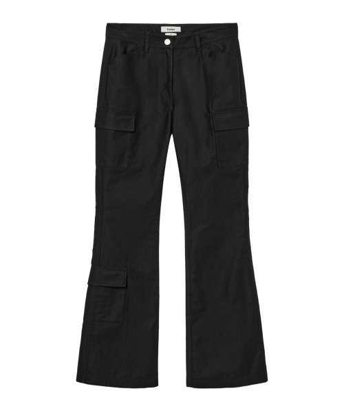 COTTON SEMI BOOTCUT PANTS IN BLACK