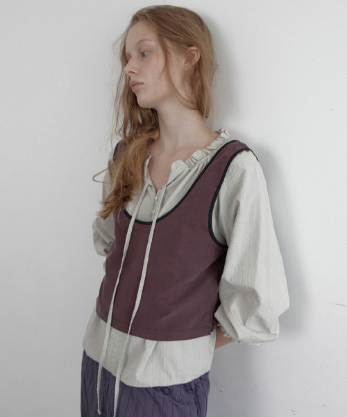 Cupro Contrast Bustier Top (Purple)