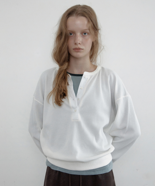 Waffle Half-Open Sweatshirt (Ivory)
