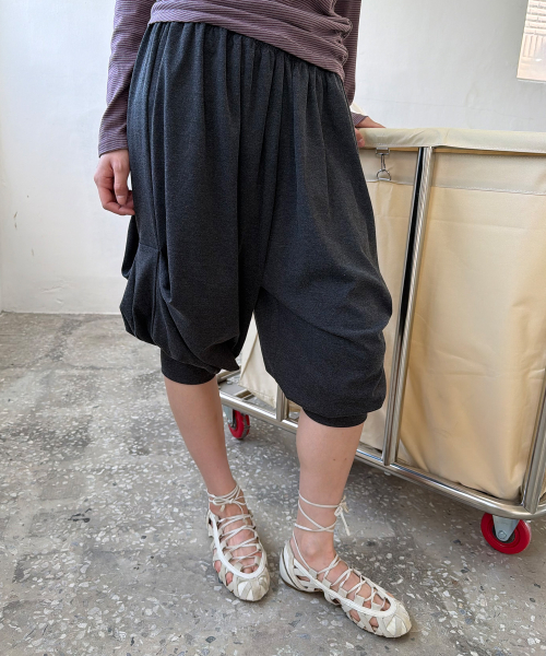 Gathered Balloon Pants [Charcoal]