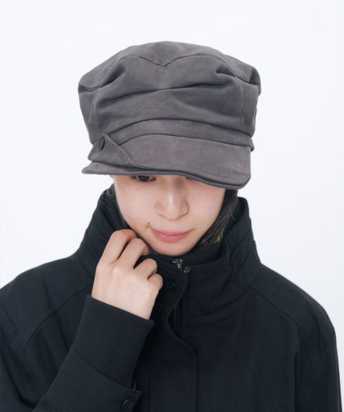Folding button newsboy cap CHARCOAL