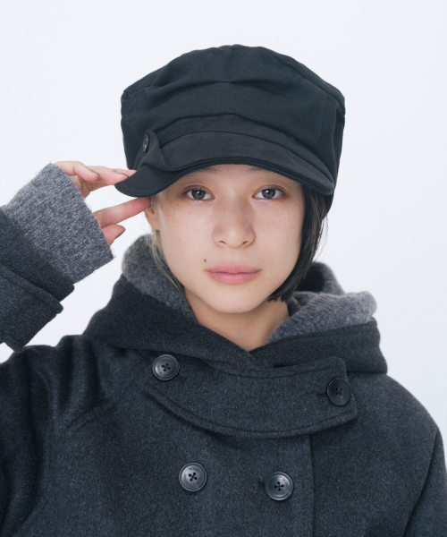 Folding button newsboy cap BLACK