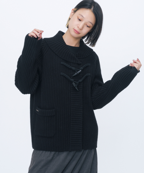 Wide shawl collar knit BLACK