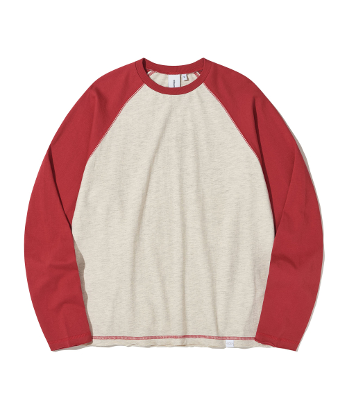 Raw Edge Raglan Long Sleeve Tee_Oatmeal