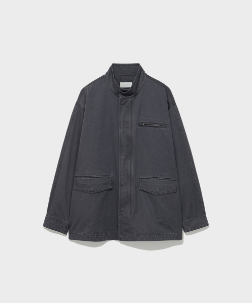 WASHED COTTON UTILITY JACKET_CHARCOAL [LC263JP06CC]