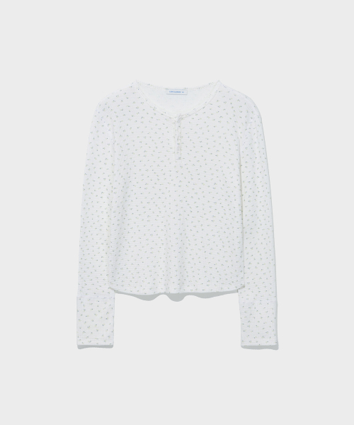 WAFFLE HENLEY-NECK TEE_IVORY [LC263TS17IV]