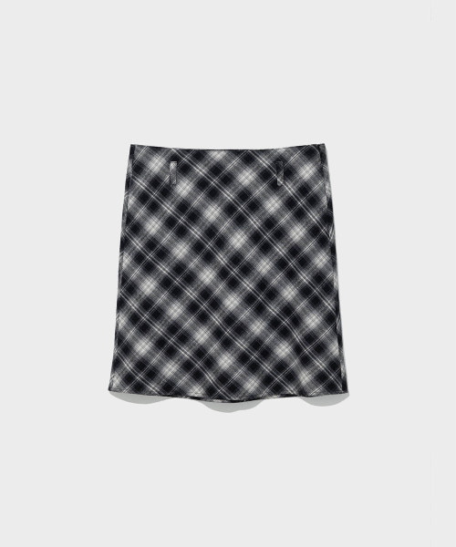 FLANNEL CHECKED MIDI SKIRT_BLACK [LC263SK01BK]