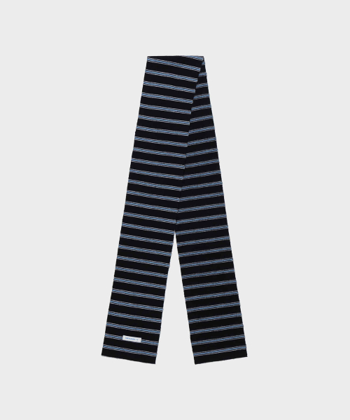 WOOL CASH BLEND STRIPED MUFFLER_BLACK [LC263MF01BK]