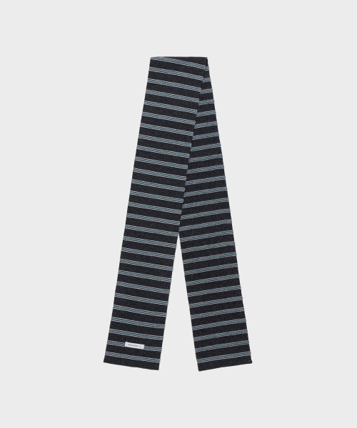 WOOL CASH BLEND STRIPED MUFFLER_CHARCOAL GREY [LC263MF01CG]