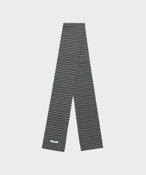 WOOL CASH BLEND STRIPED MUFFLER_MELANGE GREY [LC263MF01MG]