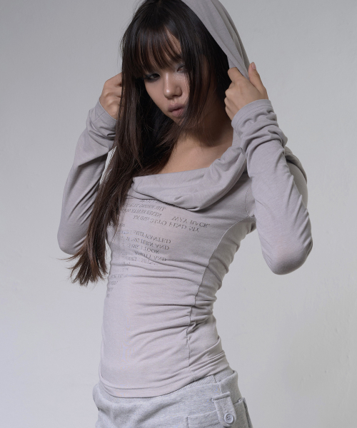 DRAPE HOODIE LONG SLEEVE (LIGHT GRAY) F26ZB521