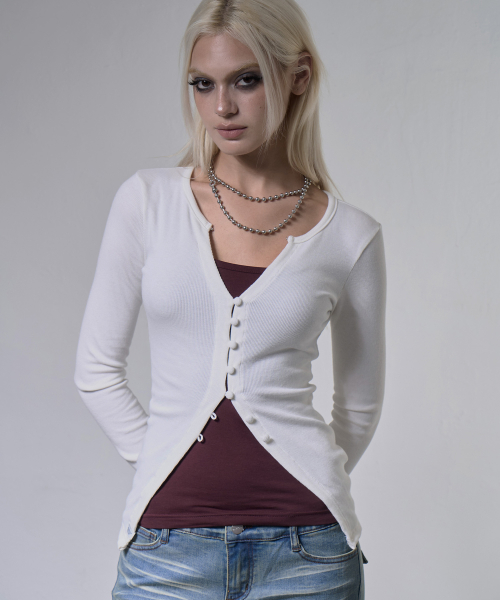 KEYHOLE HOOK CARDIGAN (WHITE) F26ZB518