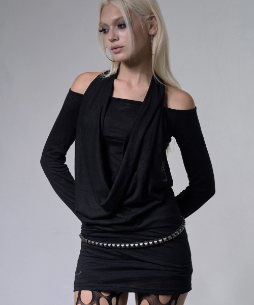 3-WAY OFF-SHOULDER COWL TOP (BLACK) F26ZB519