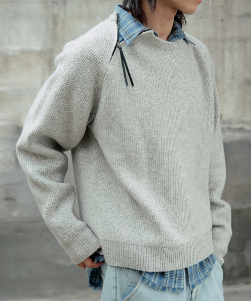 SLIT ZIPPER SNUG KNIT [MELANGE GREY]