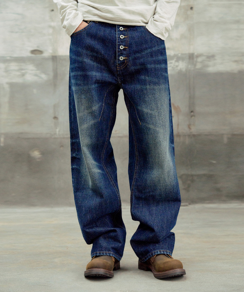YUTA SELVEDGE BUTTON FLY DENIM PANTS [BLUE]
