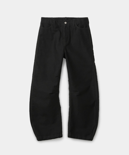 Deep Curved Jumbo Washed Pants (Washed Black)