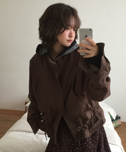 빈티지 워싱 멀티 포켓 스탠다드 유틸리티 오버핏 야상 베이직 코튼 자켓 [브라운]