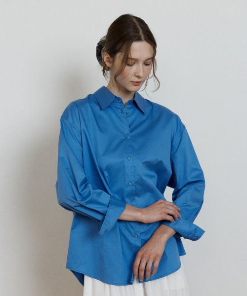 soft cotton oversized shirt - blue