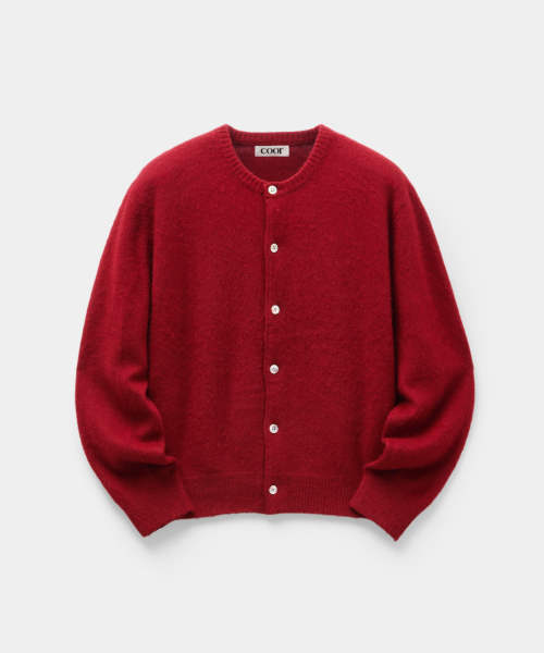 Raccoon Crop Round Cardigans (Red)
