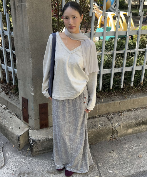 jacquard vail long skirt (GR)