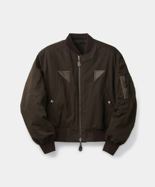 B-15 Leather Tab Sherpa Bomber (Khaki Brown)