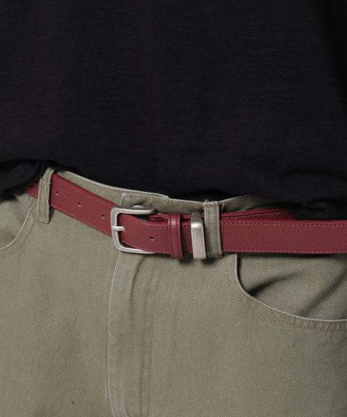 Vintage Shrunken Leather Belt (Burgundy)