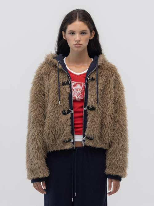 FLURRY REVERSIBLE FUR JACKET (NAVY)
