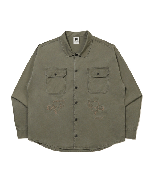 코닥 헤리티지 피그먼트 자수 셔츠 KHAKI