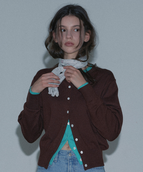 BASIC LOGO CARDIGAN (BROWN)