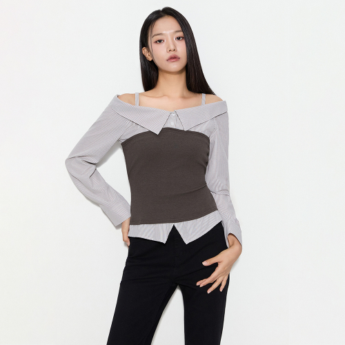 레이어드 오프숄더 블라우스_MIWBLG931G