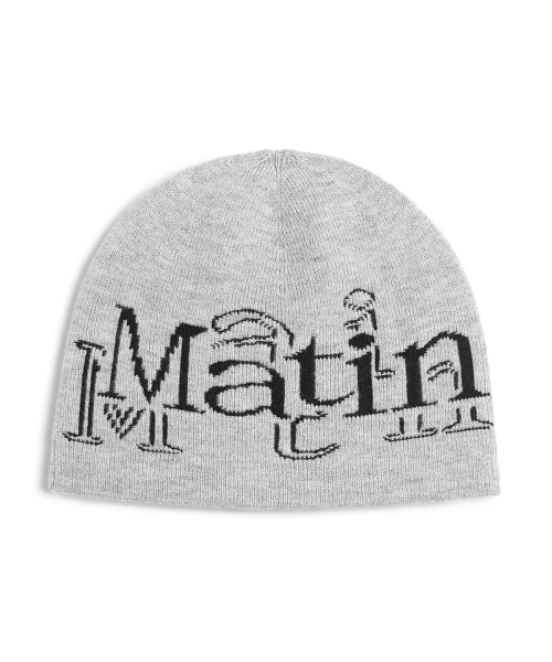 STROKE LOGO JACQUARD BEANIE IN GREY