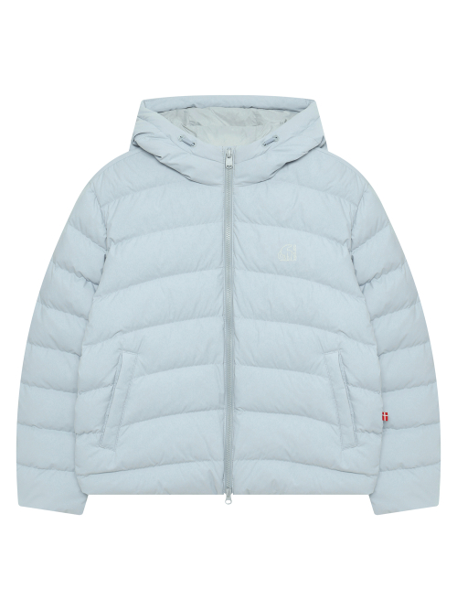 바이레 후드 경량 크리스탈 다운 자켓 - W_Blue gray — Main product photo