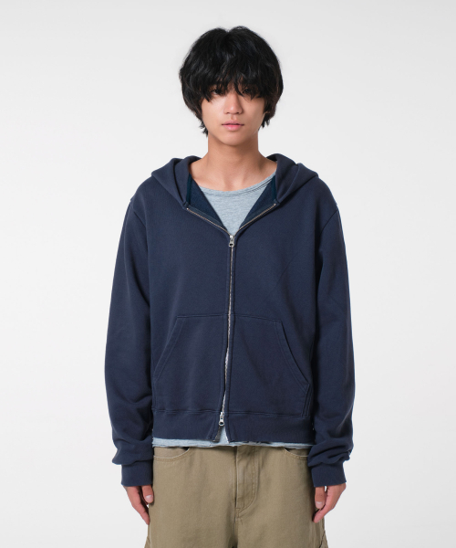 [DIVEIN X 무민서] VINTAGE CROP HOOD ZIP-UP (NAVY)