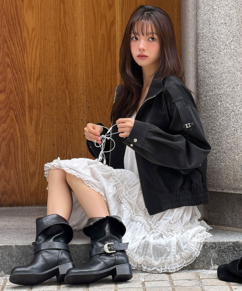 더블럭 투웨이 폴딩 버클 부츠 EBAL165523